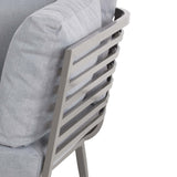 Mayfair 120cm Grey Outdoor Corner Fire Pit Table Lounge Set close up of aluminium frame