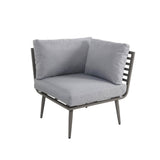 Mayfair 120cm Grey Outdoor Corner Fire Pit Table Lounge Set Corner Seat