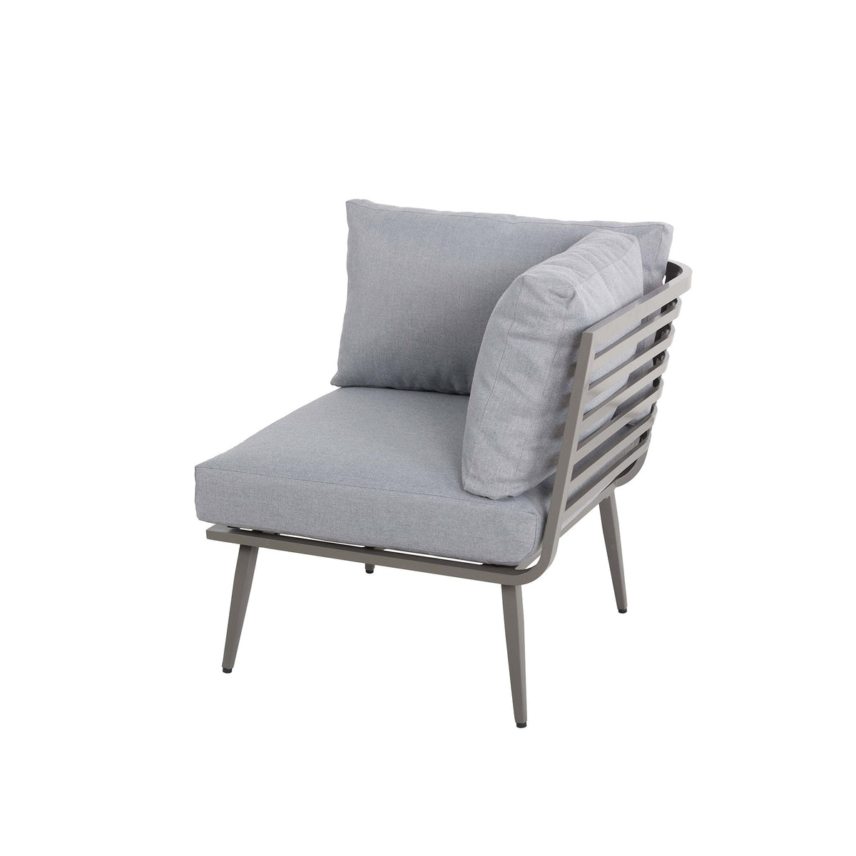 Mayfair 120cm Grey Outdoor Corner Fire Pit Table Lounge Set Corner Sofa Seat