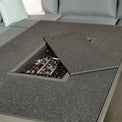 Mayfair 150cm Grey Outdoor Corner Fire Pit Table Lounge Set close up of fire pit safety plate