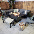 Mayfair 150cm Grey Outdoor Corner Fire Pit Table Lounge Set from Roseland Furniture