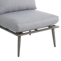 Mayfair 150cm Grey Outdoor Corner Fire Pit Table Lounge Set close up of padding seat cushions and aluminium legs