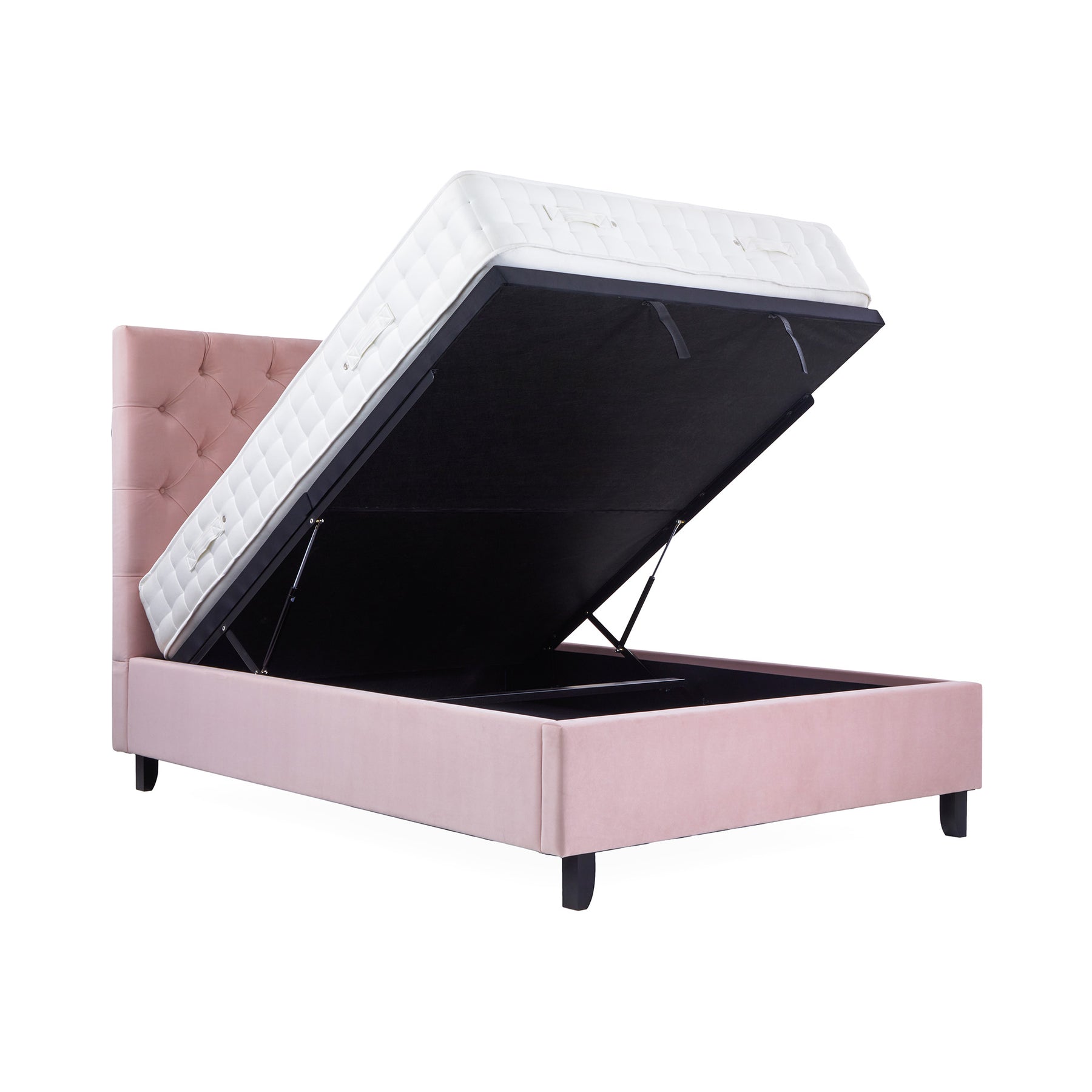 Francis Blush Velvet Ottoman Storage Bed 
