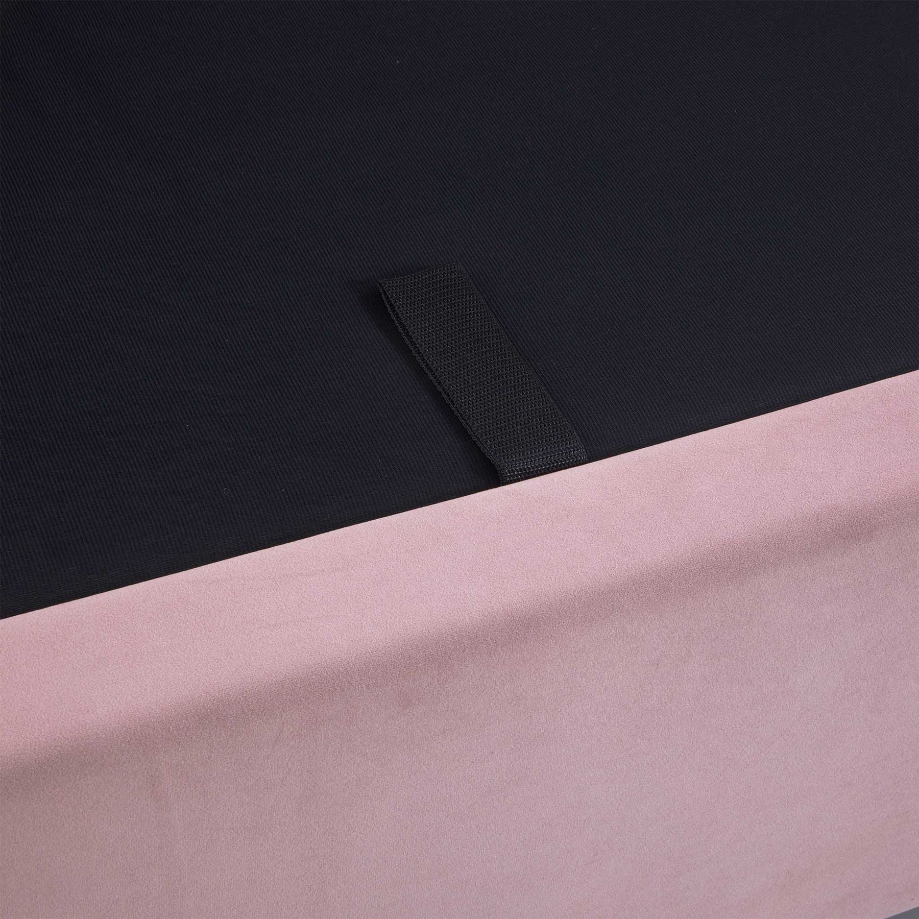Francis Blush Velvet Ottoman Storage Bed close up of bed end