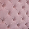 Francis Blush Velvet Ottoman Storage Bed close up of button tuft headboard