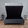 Francis Steel Velvet Ottoman Storage Bed  fully opened storage font view