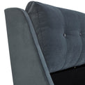 Oliver Steel Grey Velvet Upholstered Ottoman Storage Bed close up of curved bed frame with pillow-back headboard
