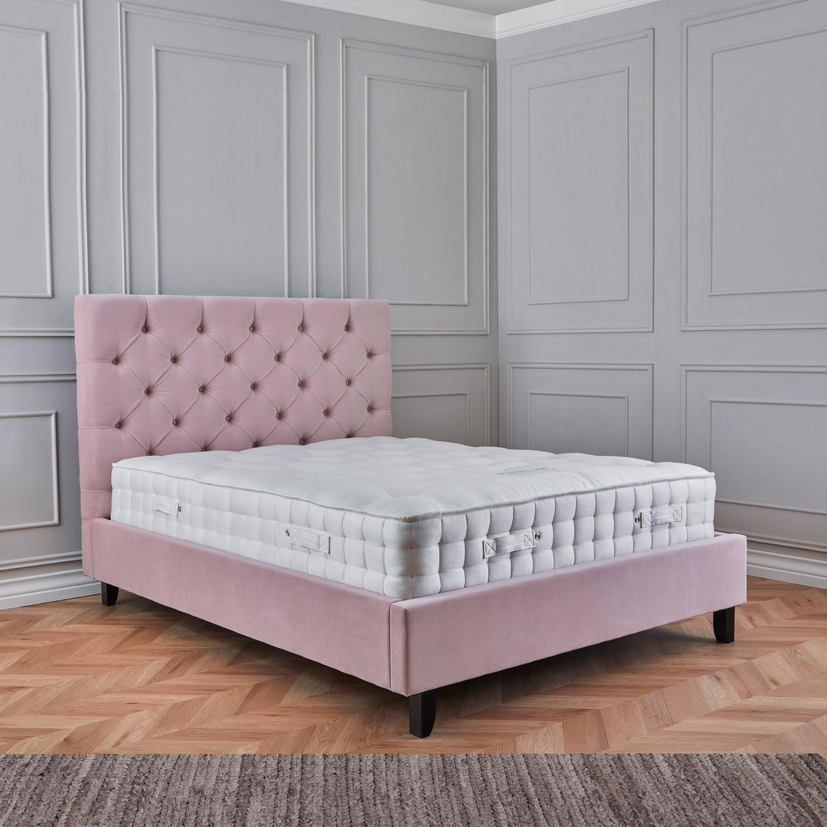 Francis Blush Velvet Ottoman Storage Bed from Roseland Furniture