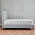 Finley Silver Mink Velvet Upholstered Bed Frame Side Lifestyle