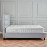 Finley Silver Mink Velvet Upholstered Bed Frame Side Lifestyle