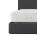Sofie Upholstered Charcoal Linen Ottoman Storage Bed end bed base close up
