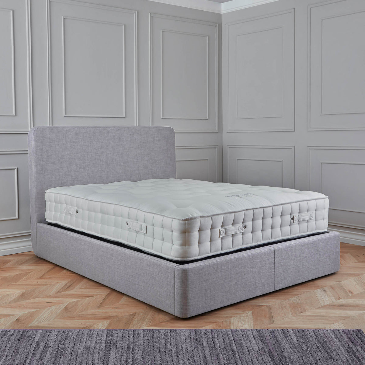 Sofie Upholstered Light Grey Linen Ottoman Storage Bed