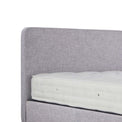 Sofie Upholstered Light Grey Linen Ottoman Bed - Close up of headboard