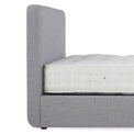 Sofie Upholstered Light Grey Linen Ottoman Bed - Close up of headboard