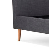 Otto Charcoal Upholstered Bed Frame - wooden feet