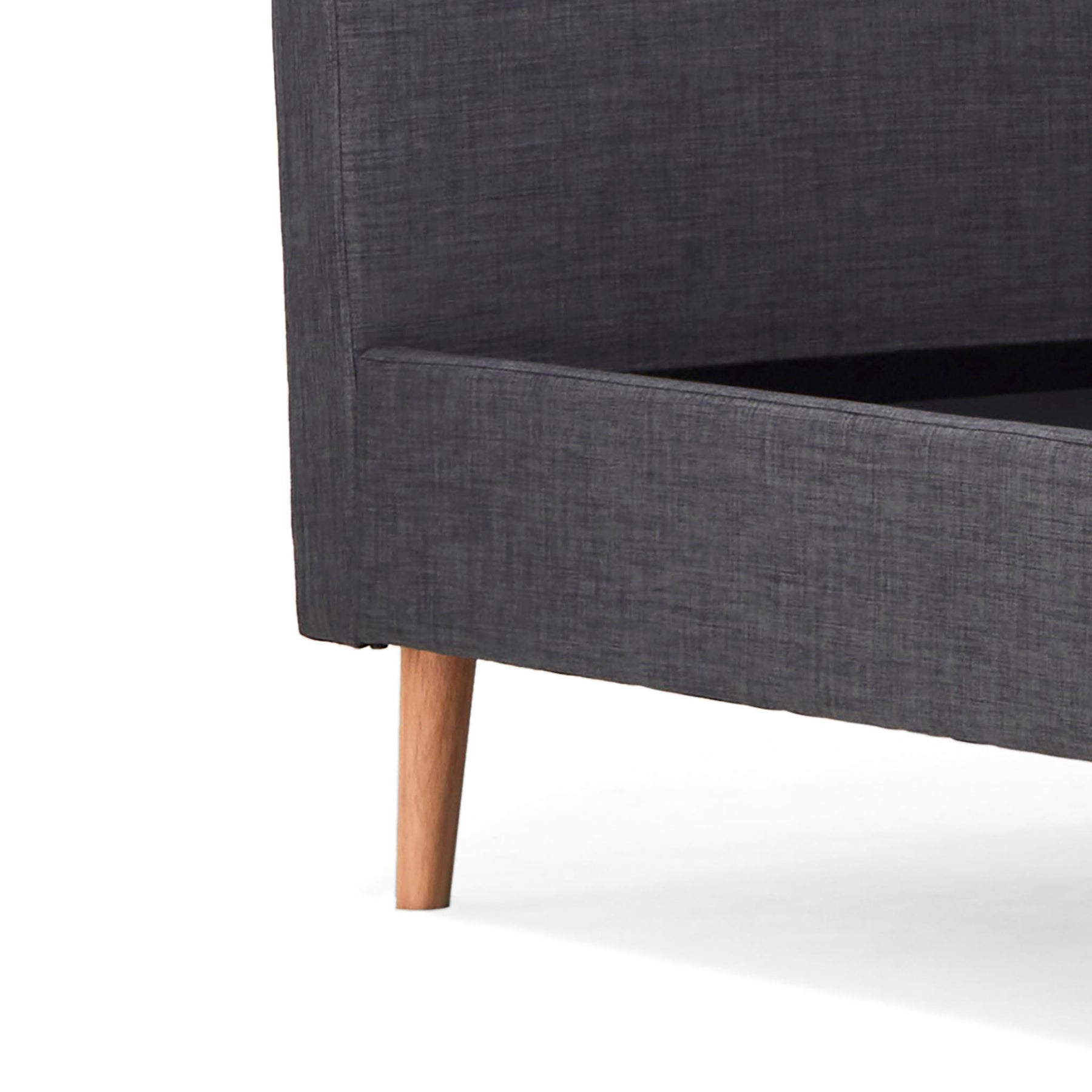 Otto Charcoal Upholstered Bed Frame - wooden feet