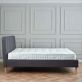 Otto Charcoal Upholstered Bed Frame - Side Lifestyle