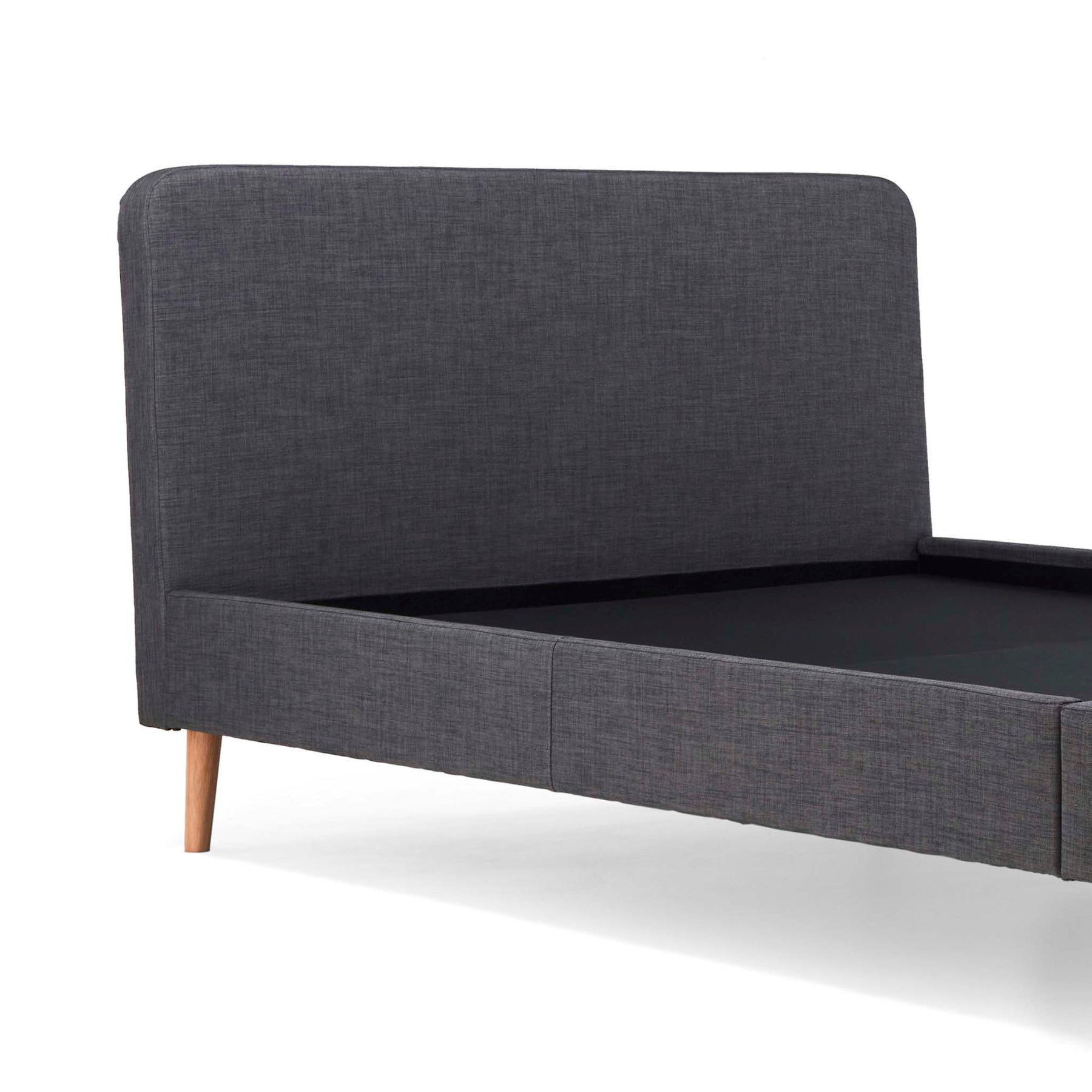 Otto Charcoal Upholstered Bed Frame - solid head board