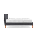Otto Charcoal Upholstered Bed Frame - side view with mattress