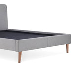 Otto Light Grey Upholstered Bed Frame - base close up