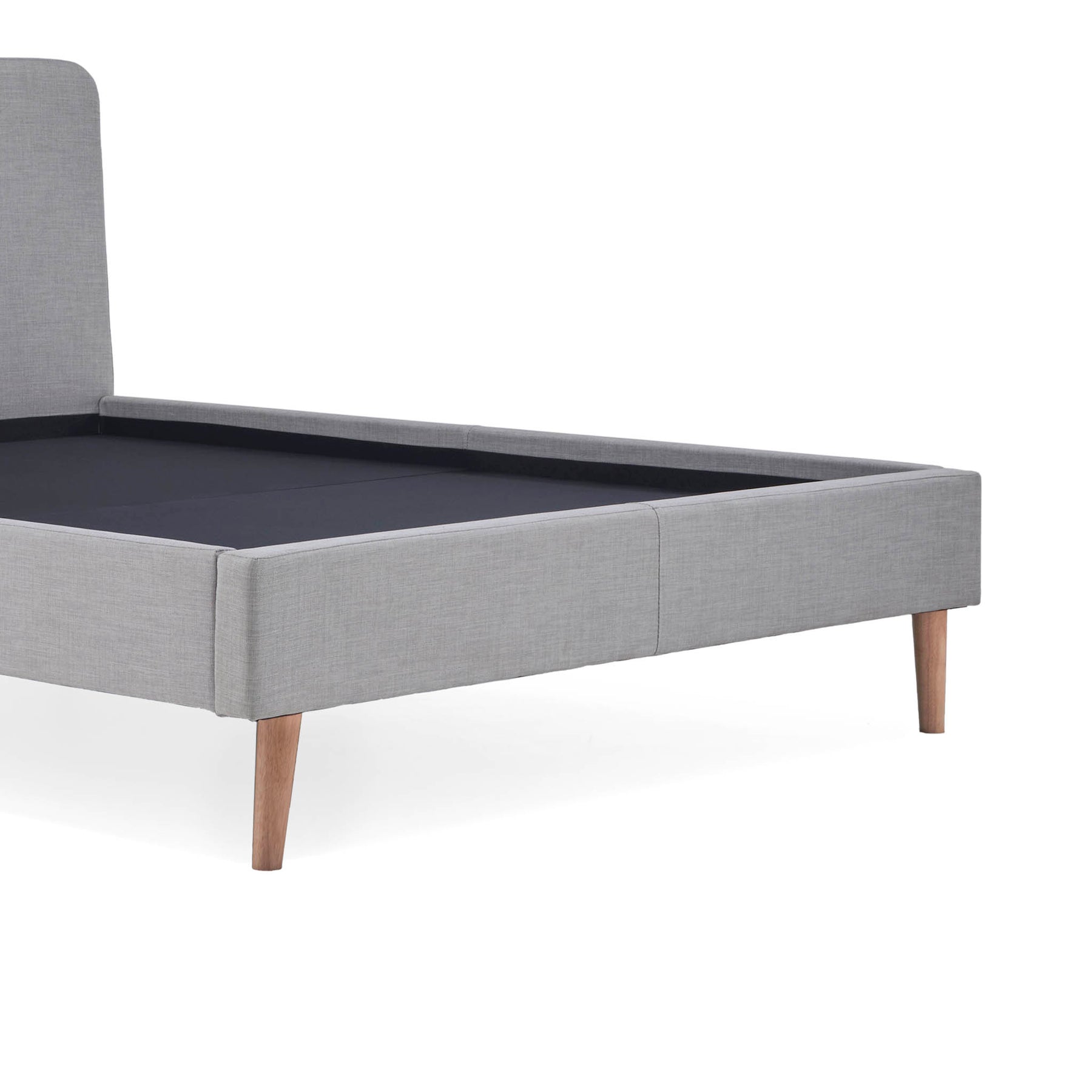 Otto Light Grey Upholstered Bed Frame - base close up