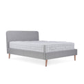 Otto Light Grey Upholstered Bed Frame with mattress