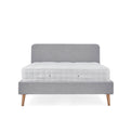 Otto Light Grey Upholstered Bed Frame with mattress - front view