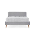 Otto Light Grey Upholstered Bed Frame with mattress - front view