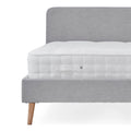 Otto Light Grey Upholstered Bed Frame with mattress close up