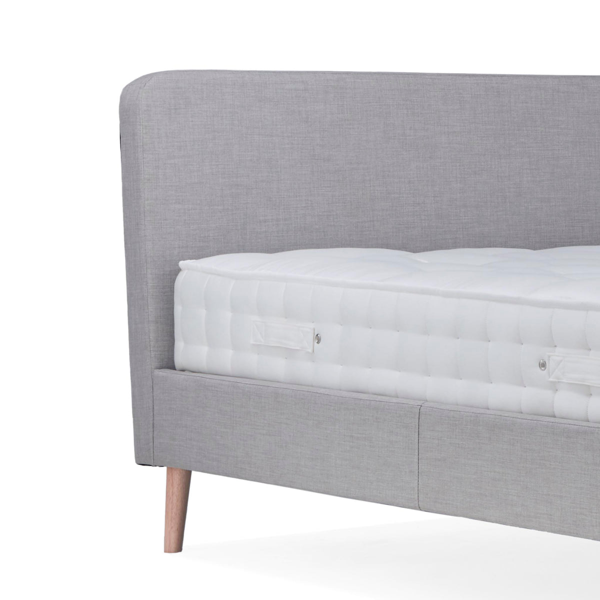 Otto Light Grey Upholstered Bed Frame - headboard close up