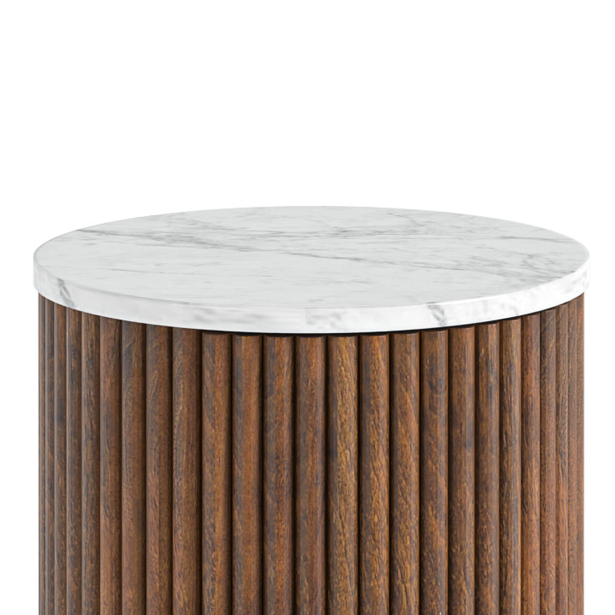 Milo Mango & Marble Fluted Side Table with Door