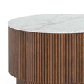 Milo Mango & Marble Round Fluted Coffee Table - Close up of side of table