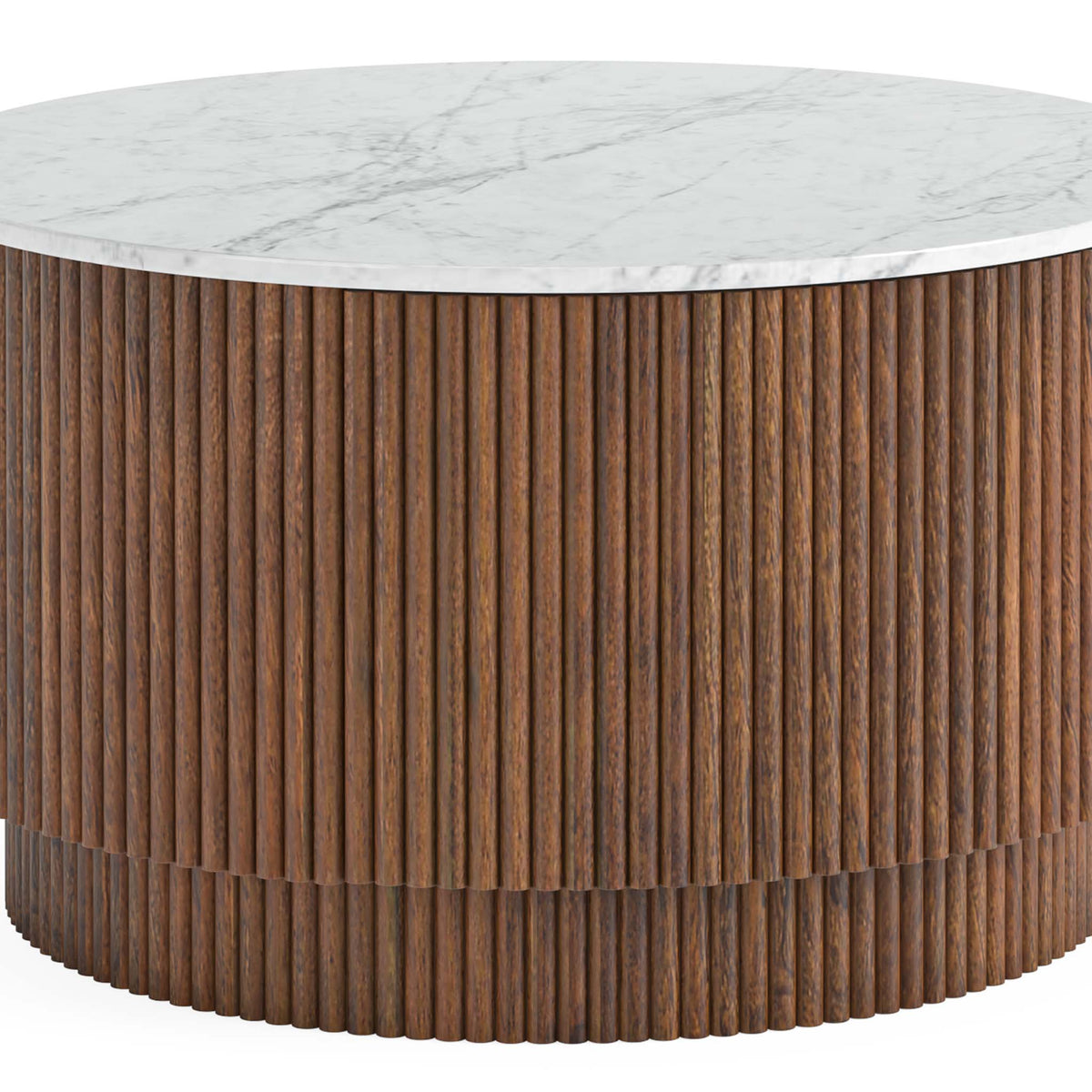 Milo Mango & Marble Round Fluted Coffee Table - Close up 