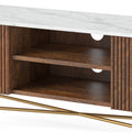Milo Mango & Marble Fluted Wide TV Media Unit - Close up of Cable access points and shelves