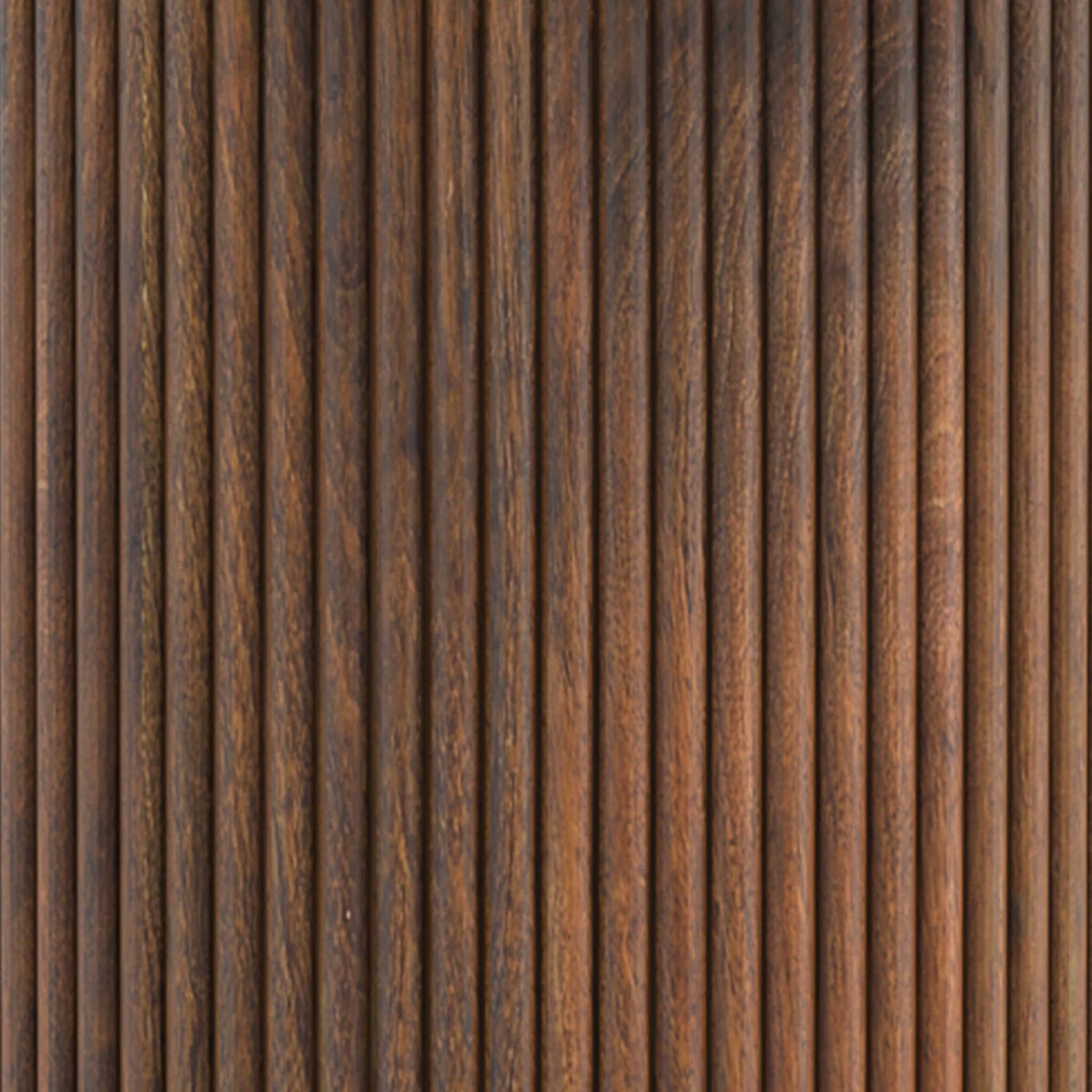 Milo Walnut Stain Mango & Marble Round Fluted Coffee Table - Close up of flutes to side of table