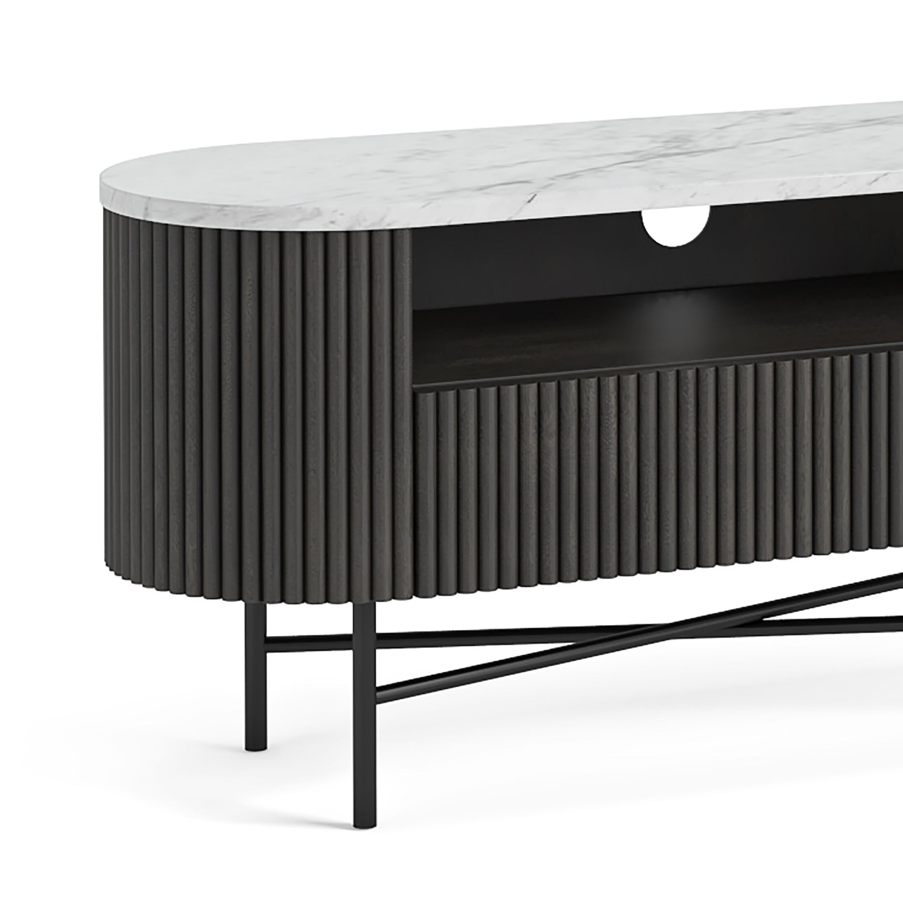 Milo Mango & Marble Fluted TV Media Unit - Close up 