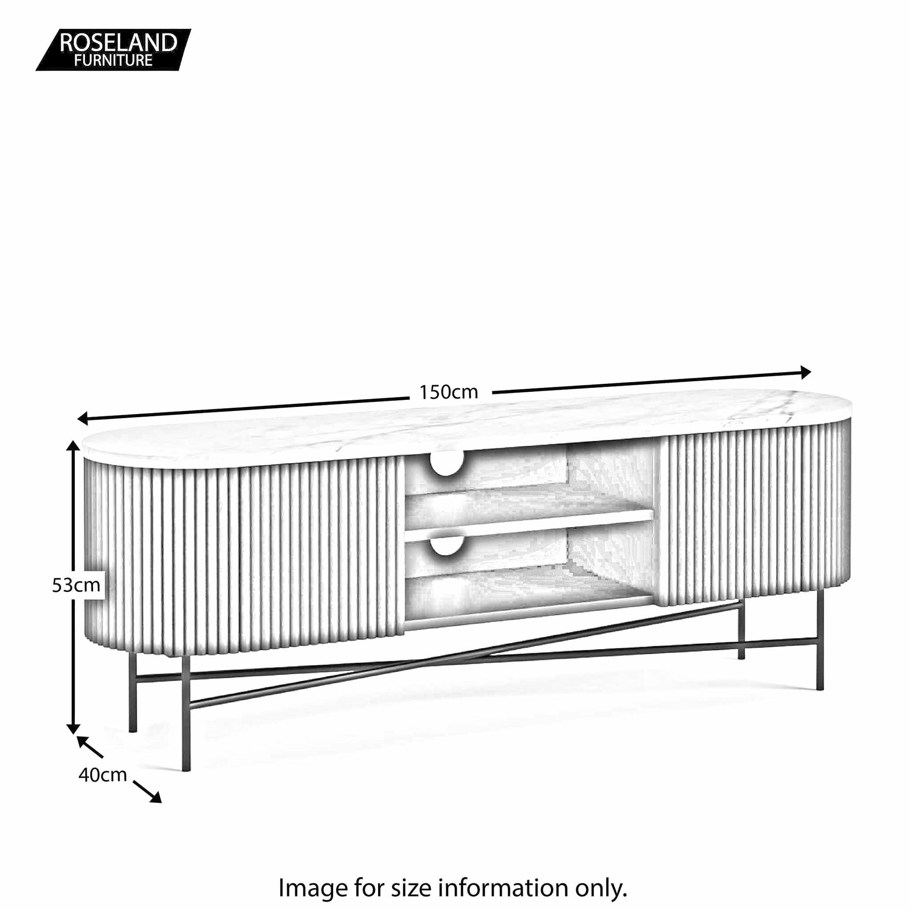 Milo Mango & Marble Fluted Wide TV Media Unit - Size Guide