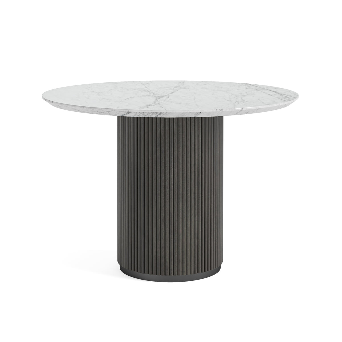 Milo Black Marble & Mango Round Fluted Dining Table by Roseland Furniture