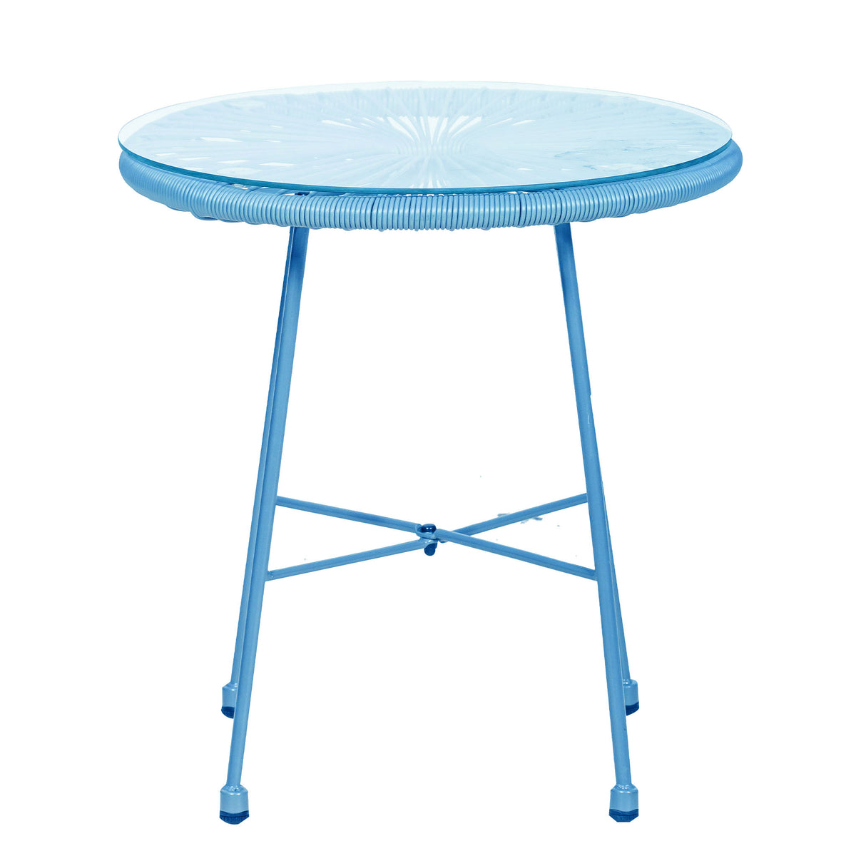 Monaco Blue 2 Seat Garden Egg Chair Bistro Set Table with glass top