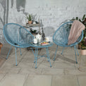 Monaco Blue 2 Seat Outdoor Patio Egg Chair Bistro Set