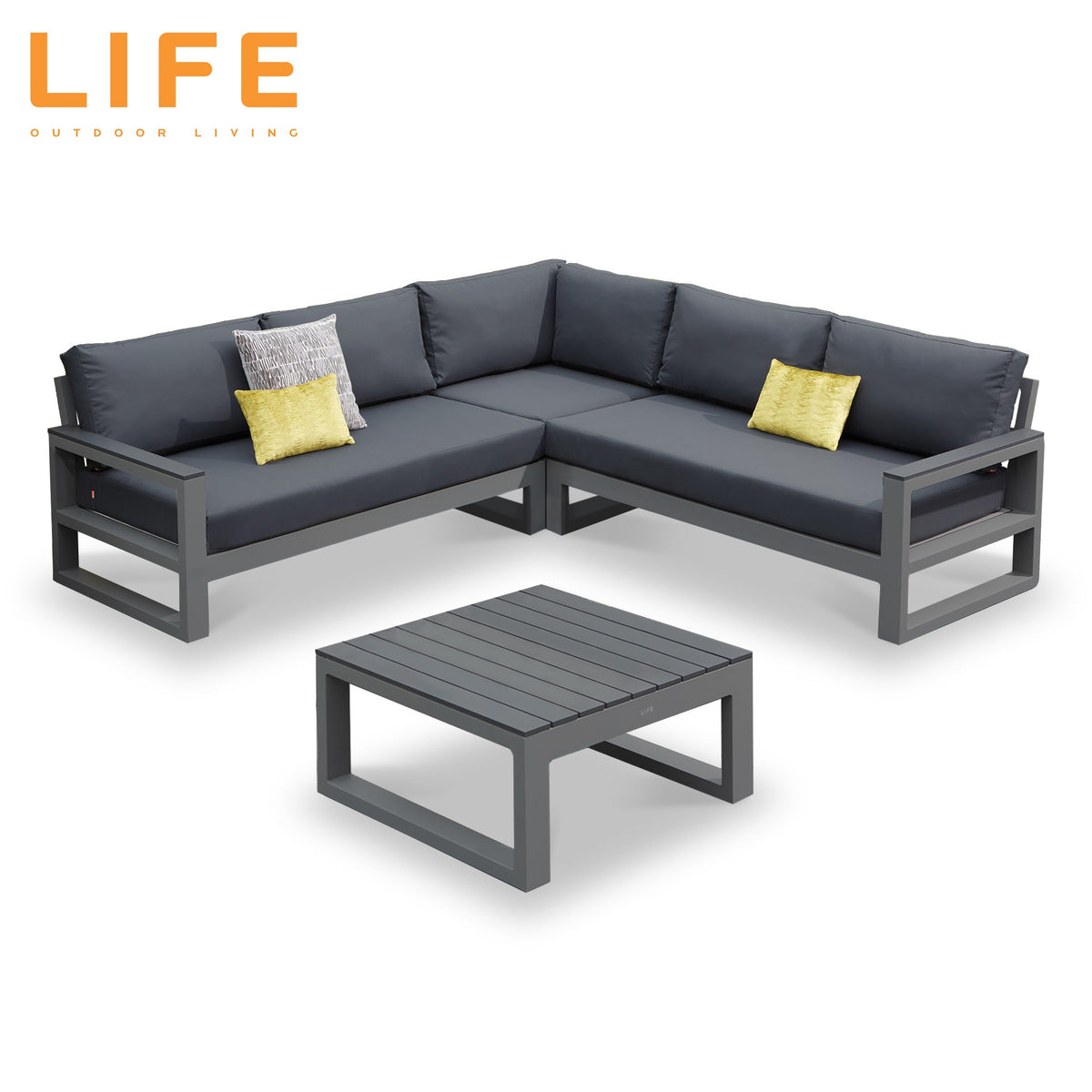 LIFE Mallorca Corner Sofa Set with Coffee Table for Garden Patio