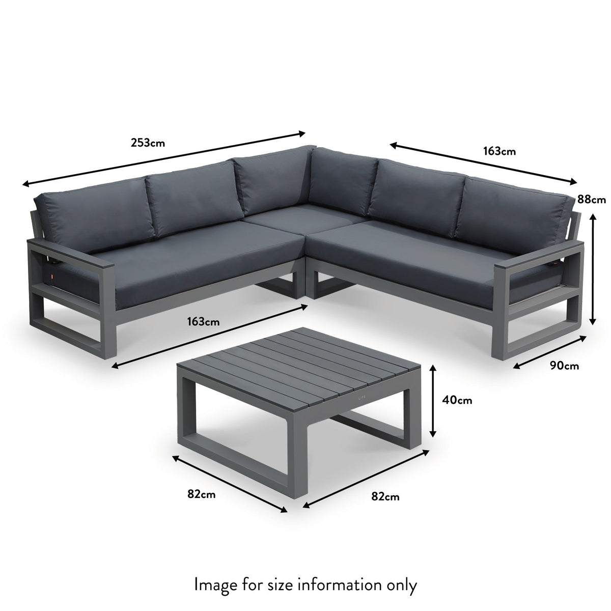 LIFE Mallorca Corner Sofa Set with Coffee Table for Garden Patio