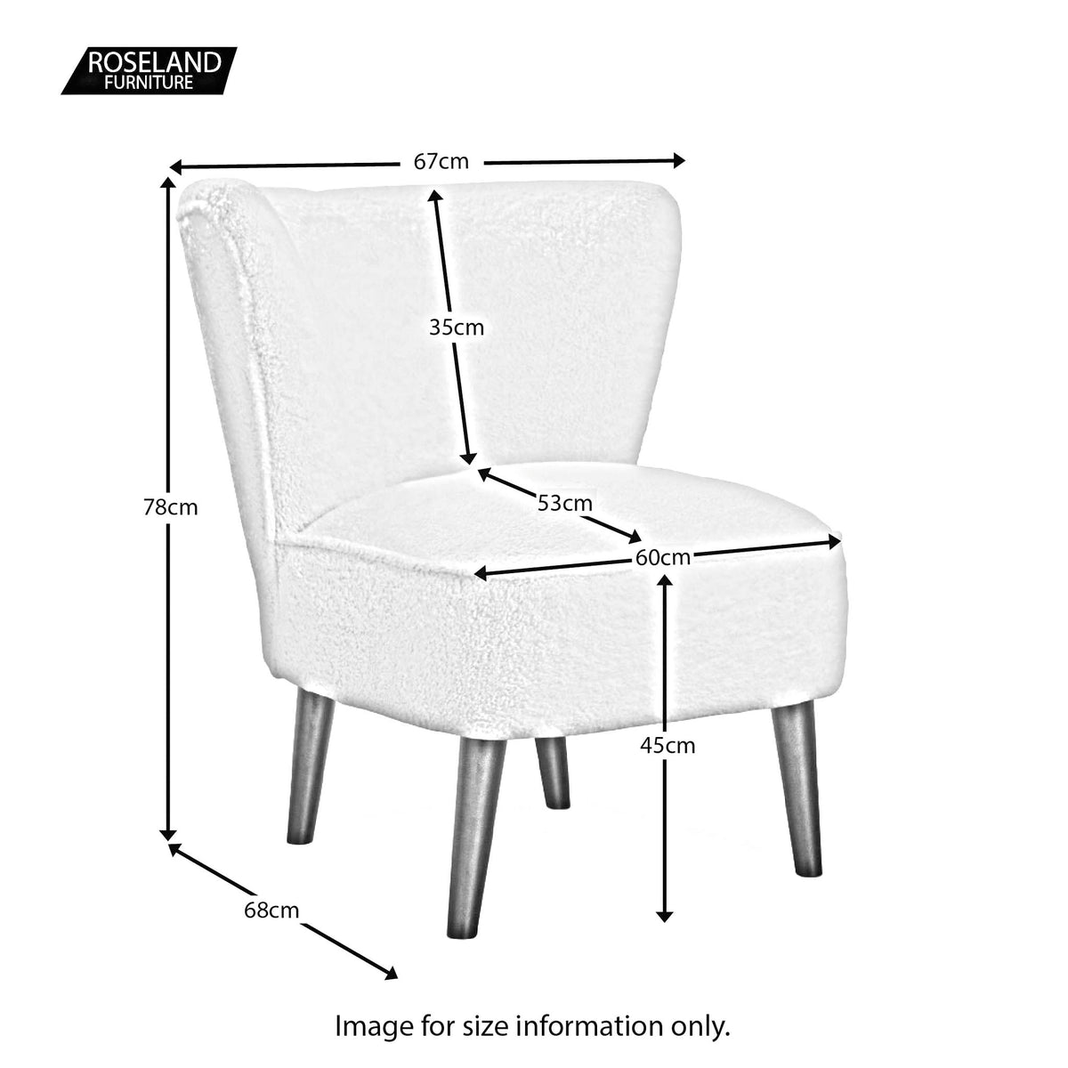 Malmesbury Teddy Accent Chair - Size Guide