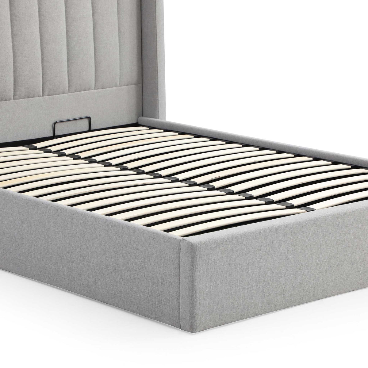Maude Grey Faux Wool Ottoman Storage Bed Frame close up