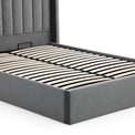 Maude Grey Velvet Ottoman Storage Bed Frame 