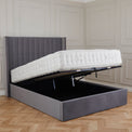 Maude Grey Velvet Ottoman Storage Bed Frame 