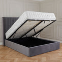 Maude Grey Velvet Ottoman Storage Bed Frame 