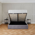 Maude Grey Velvet Ottoman Storage Bed Frame 