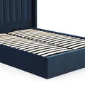 Maude Navy Velvet Ottoman Storage Bed Frame 