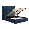 Maude Navy Velvet Ottoman Storage Bed Frame 